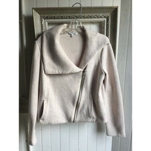 CAbi #913 Ryder Soft Moto Jacket Cream Diamond Quilted Asymmetrical Zip - Medium